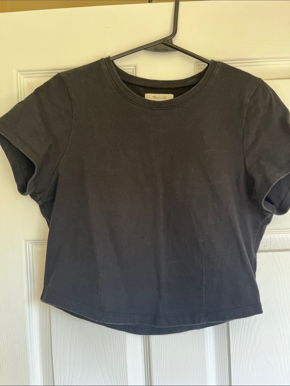 Madewell Black Cropped Short Sleeve Crewneck Tee
